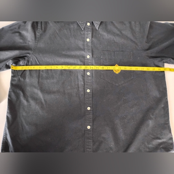 Lauren Ralph Lauren Cotton Button Up Shirt Black Embroidered Logo Size 20W - Picture 10 of 11